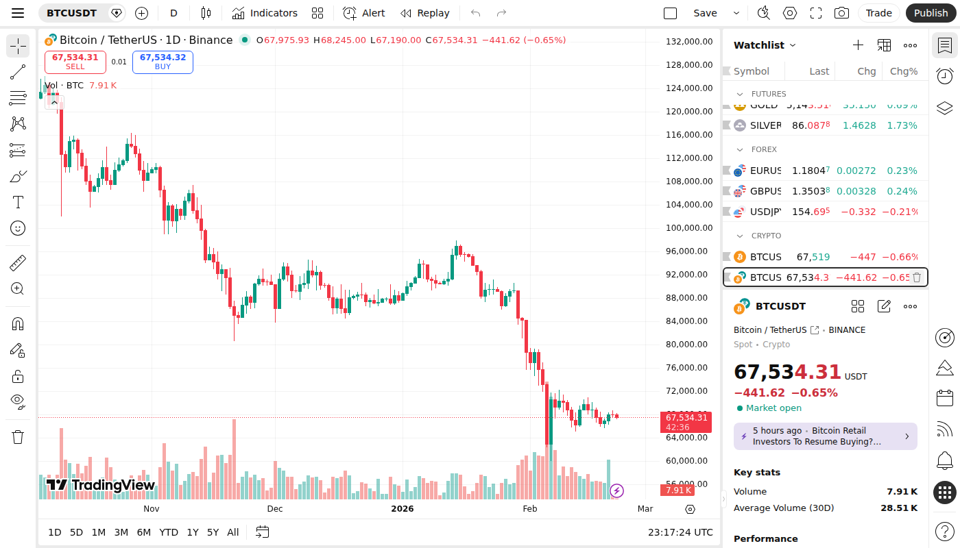 BTC/USDT Daily Chart — TradingView